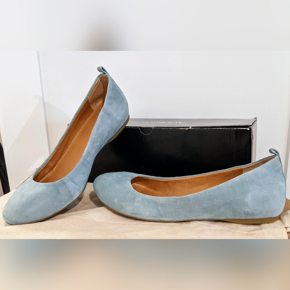 J.crew suede ballet flats pale mint new 6.5